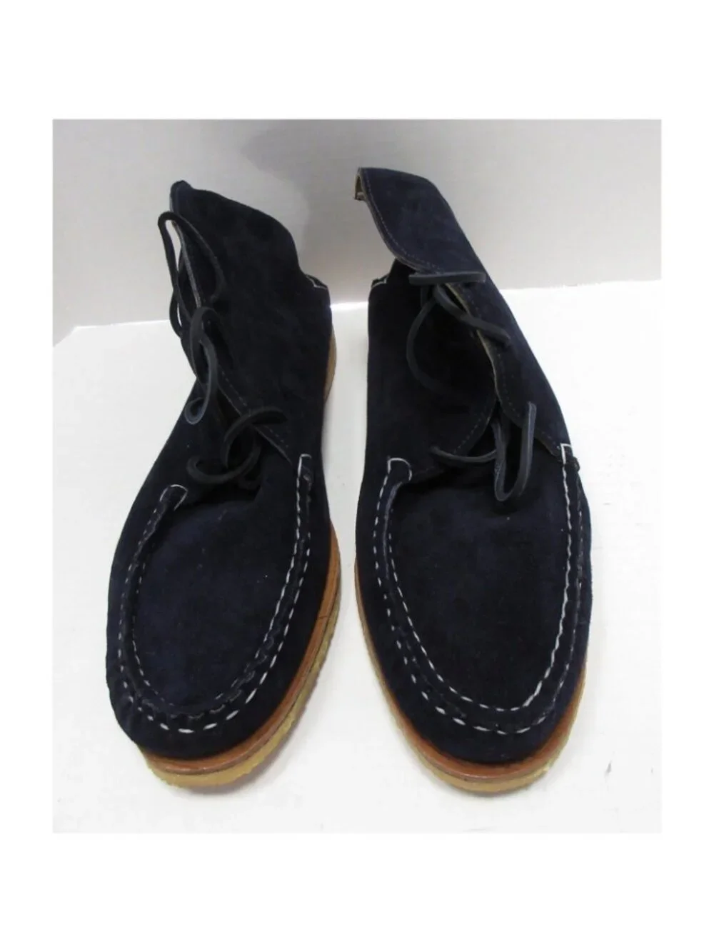 Quoddy Boots 11 D Navy Wabanaki Suede Handbuilt Leather Crepe Sole NEW